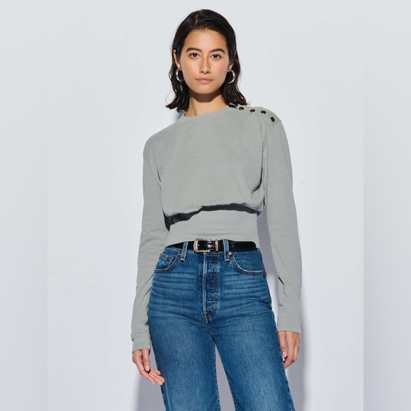 Nation LTD Tops - National LTD Monique Top Dove Grey Contemporary Preppy Quiet Luxury Medium